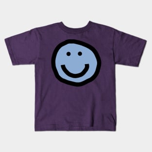 Minimal Happy Smiley Face Blue Kids T-Shirt